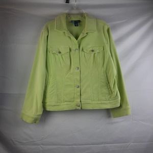 Avenue Blue Light lime green corduroy button front jacket shacket 18/20
